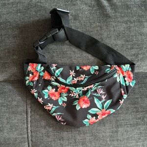 Floral Black Fanny Pack